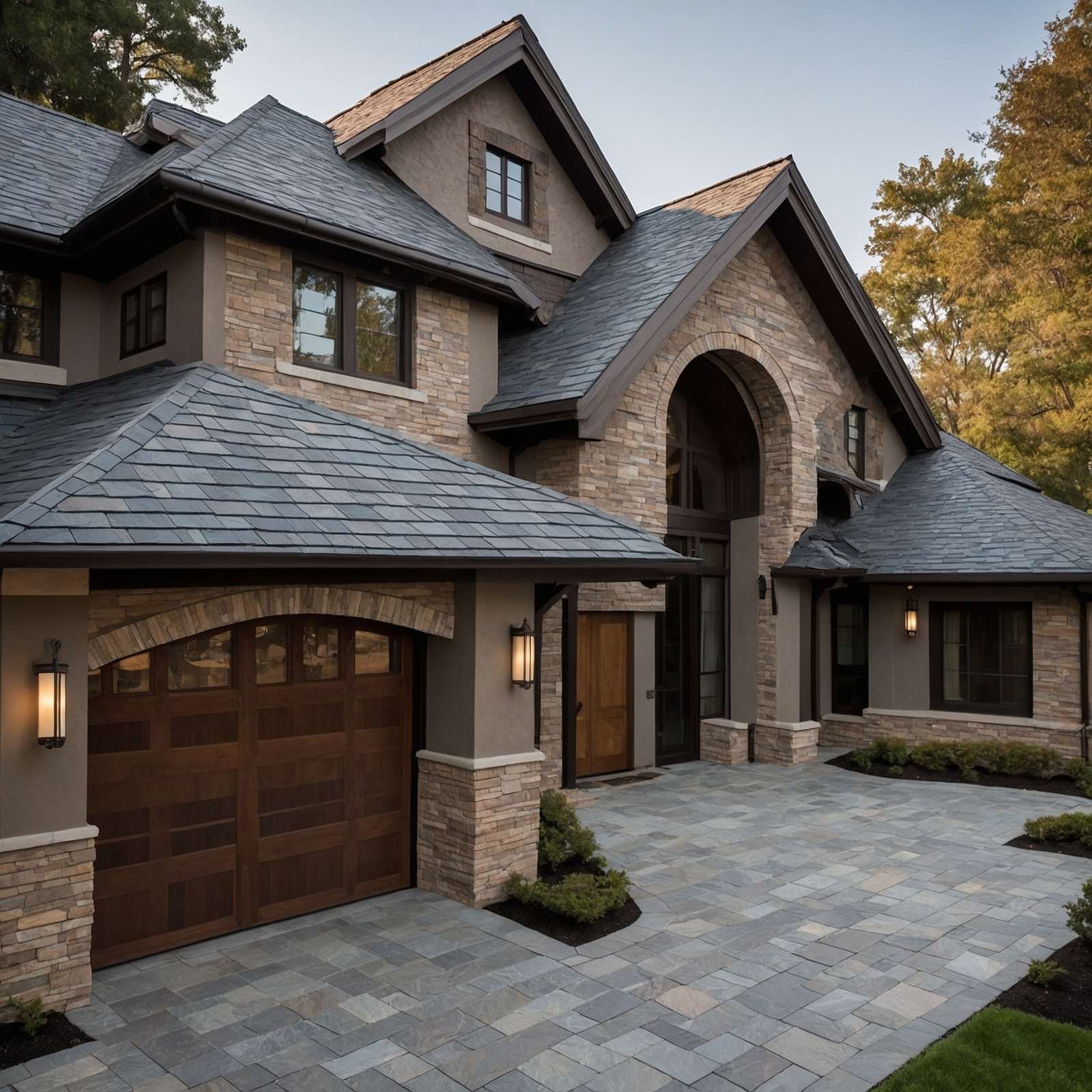 Slate roof tiles on residential home showing natural stone texture and professional installation
