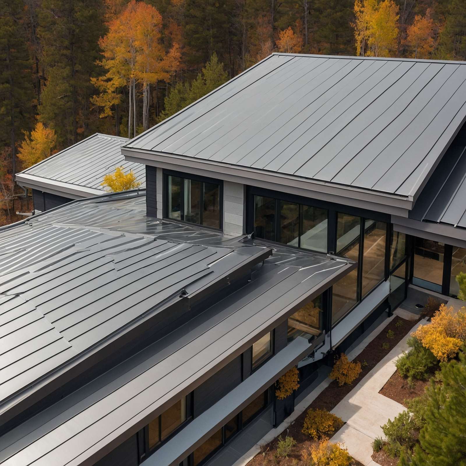 Standing seam metal roofing system installed on home exterior with professional detail and installation quality